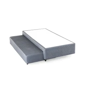 1 Box Solteiro 88X188X30 + Auxiliar De Molas Cinza Ecoflex